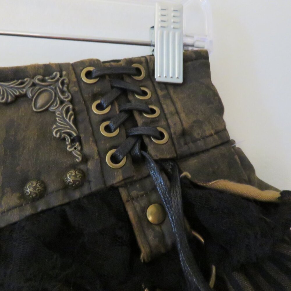 DEVIL FASHION Pendragon Steampunk Waterfall Skirt Pirate Goth Whimsigoth M NWT - Picture 4 of 14